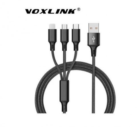 3 in 1 USB Cable for Iphone Micro USB Type C 1.2m Braided