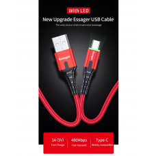 Essager USB C Type Samsung Red 2m LED Cable