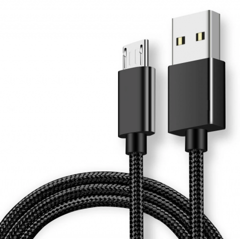 Braided Micro USB 1m 2amp Black Cable