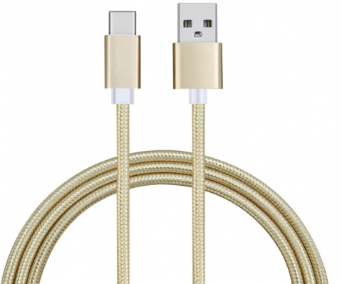 Braided USB Type C 1m 2amp Gold Cable