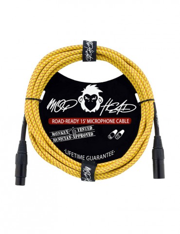 Mophead 15 Foot 4.5m XLR Extension Braided Cable Yellow Brown