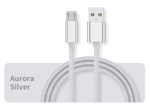 Braided Micro USB 1m 2amp Silver Cable
