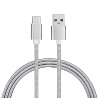 Braided USB Type C 2m 2amp Silver Cable