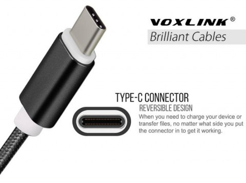 Voxlink USB Type C Cable 1M Metal Braided Cable - Supports Samsung Fast charge!