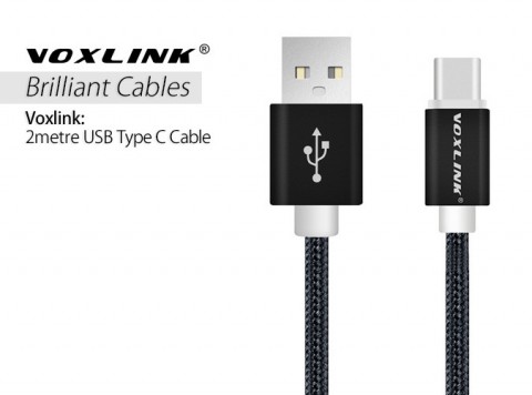 Voxlink USB Type C Cable 2M Metal Braided Cable - Supports Samsung Fast charge!